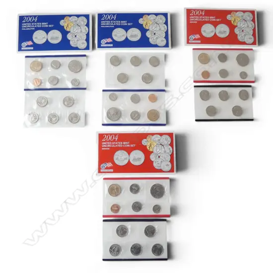 4 2004 U.S.A. UNCIRCULATED COIN SETS; 2 DENVER & 2 PHILADELPHIA