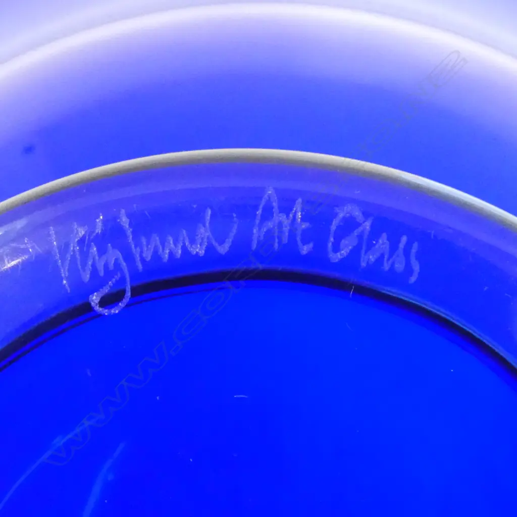 HOGLUND BLUE ART GLASS BOWL Dia.280mm Image 1++