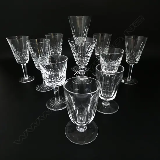 8 WATERFORD CRYSTAL STEMMED GLASSES + 3 OTHERS H.180mm