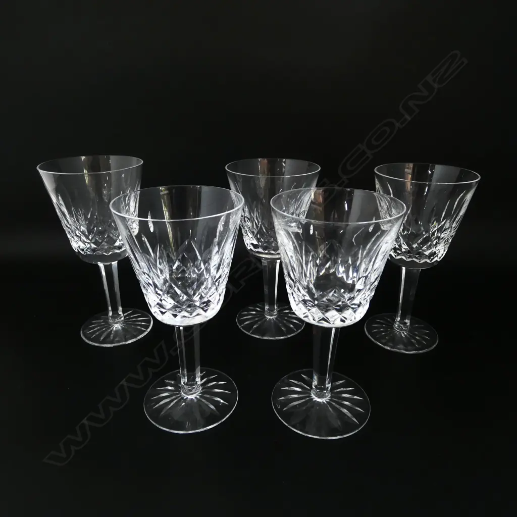 5 WATERFORD "LISMORE" CUT CRYSTAL GLASSES H.150mm Image 1++
