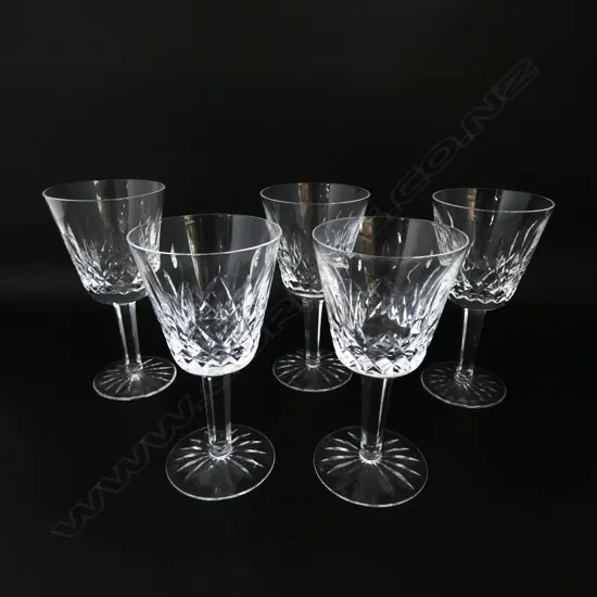 5 WATERFORD "LISMORE" CUT CRYSTAL GLASSES H.150mm
