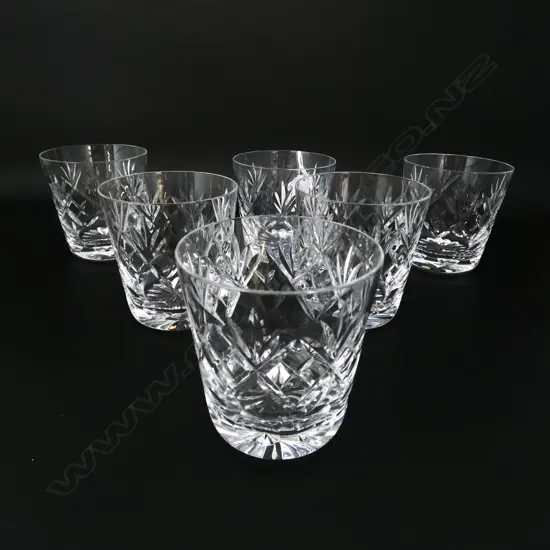SET 6 LG ROYAL DOULTON ‘GEORGIAN’ CUT CRYSTAL WHISKEY GLASSES, H.85MM D.80MM