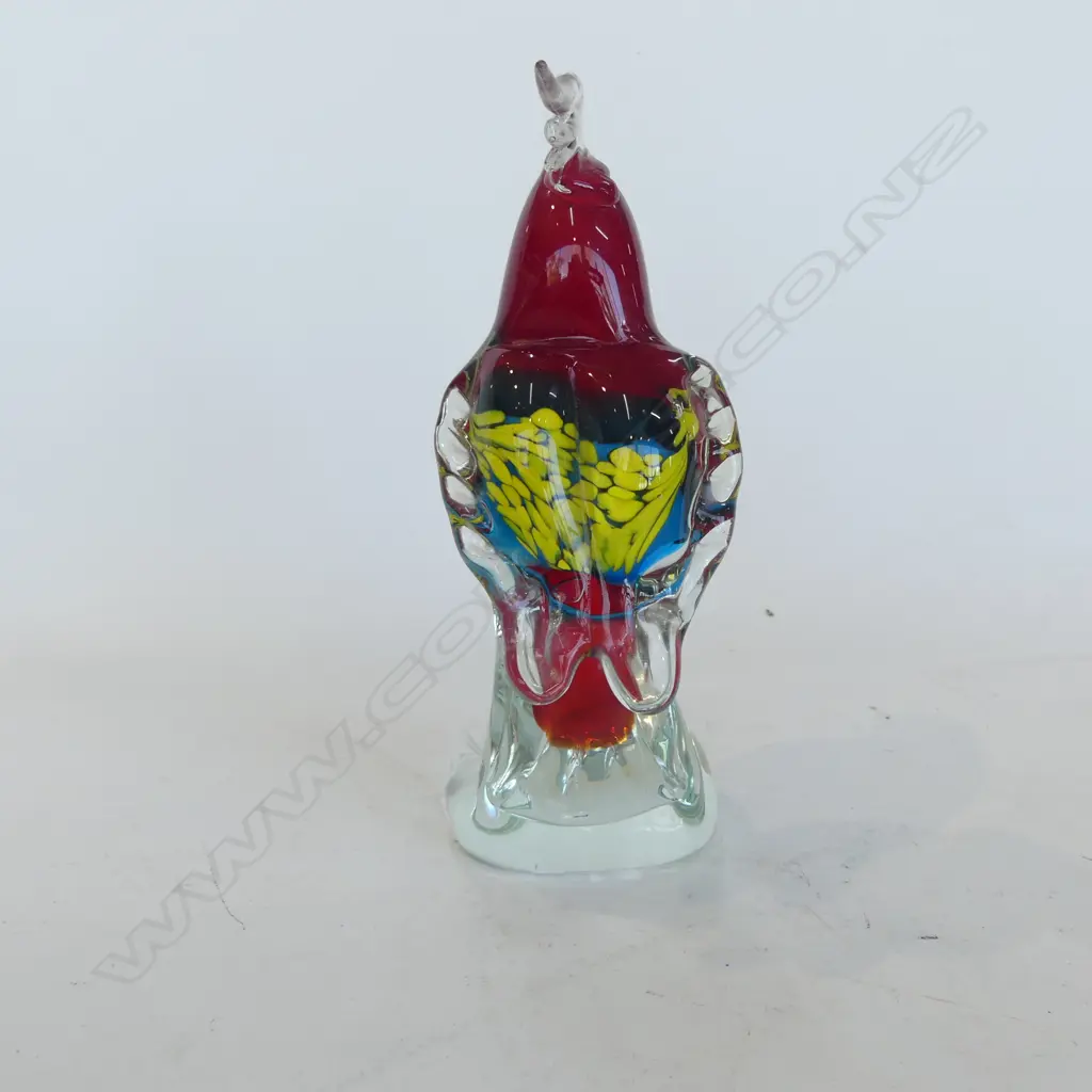 RIKARO ART GLASS CRESTED PARROT H.205mm Image 1++