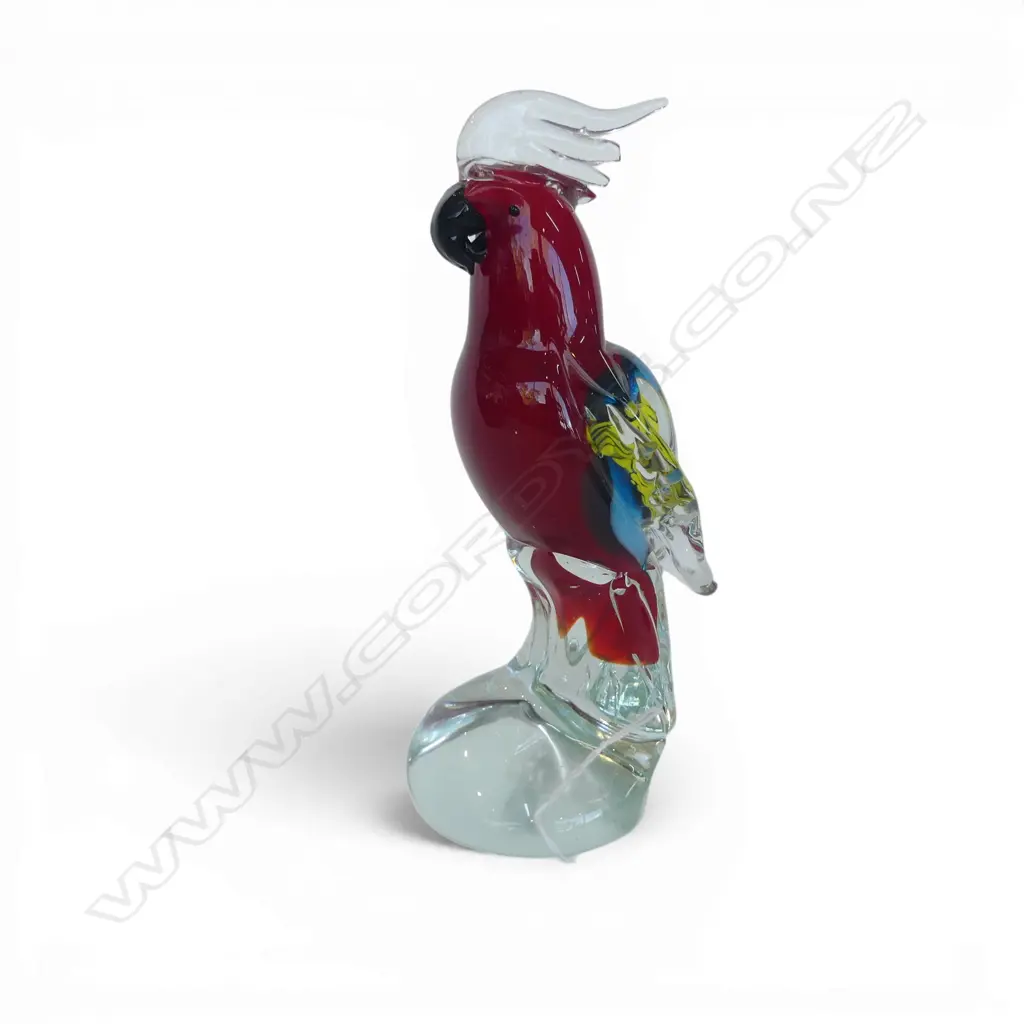 RIKARO ART GLASS CRESTED PARROT H.205mm Image 1++