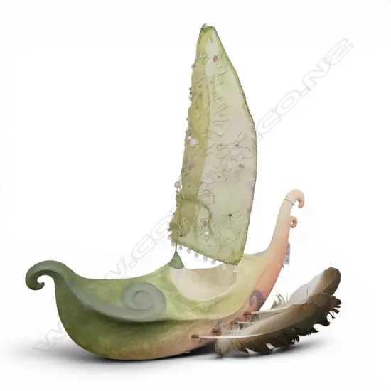 RHONA BIRD, "SPIRITUAL VESSEL", MIXED MEDIA SCULPTIURE L.340mm