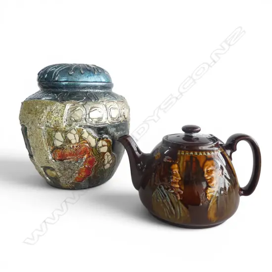 ROYAL DOULTON TEAPOT H.120mm + LIDDED JAR H.210mm