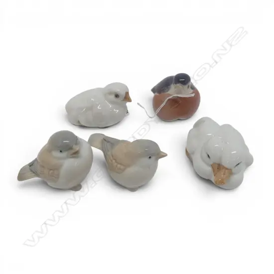 3 ROYAL COPENHAGEN BIRD ORNAMENTS + 2 OTHERS H.60mm