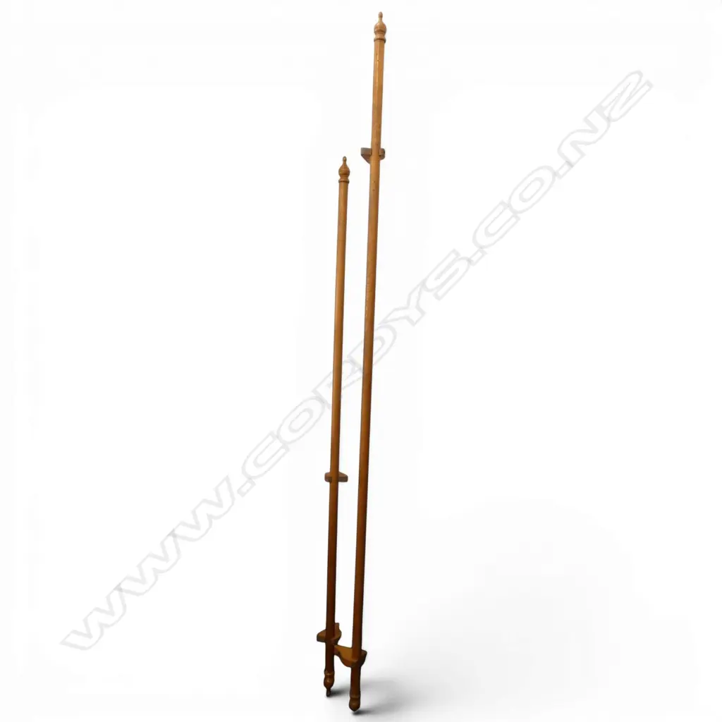 2 WOODEN CURTAIN RODS WITH BRACKETS AND FINIALS 1050 AND 2250 MM Image 1++
