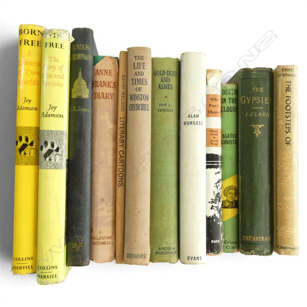 12 VINTAGE BOOKS – CHURCHILL, GYPSIES, BORN FREE, ANNE FRANK ETC Image 1++