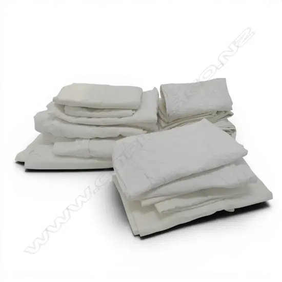 ASST. QUALITY LINEN PILLOWCASES + 1 FLAT SHEET + BIANCA LORENNE CUSHION COVERS
