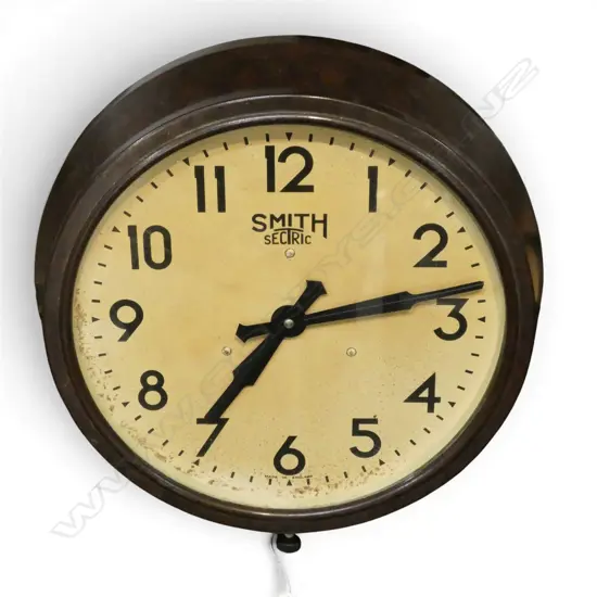 VINTAGE SMITH SECTRIC WALL CLOCK damage to rim Dia.370mm