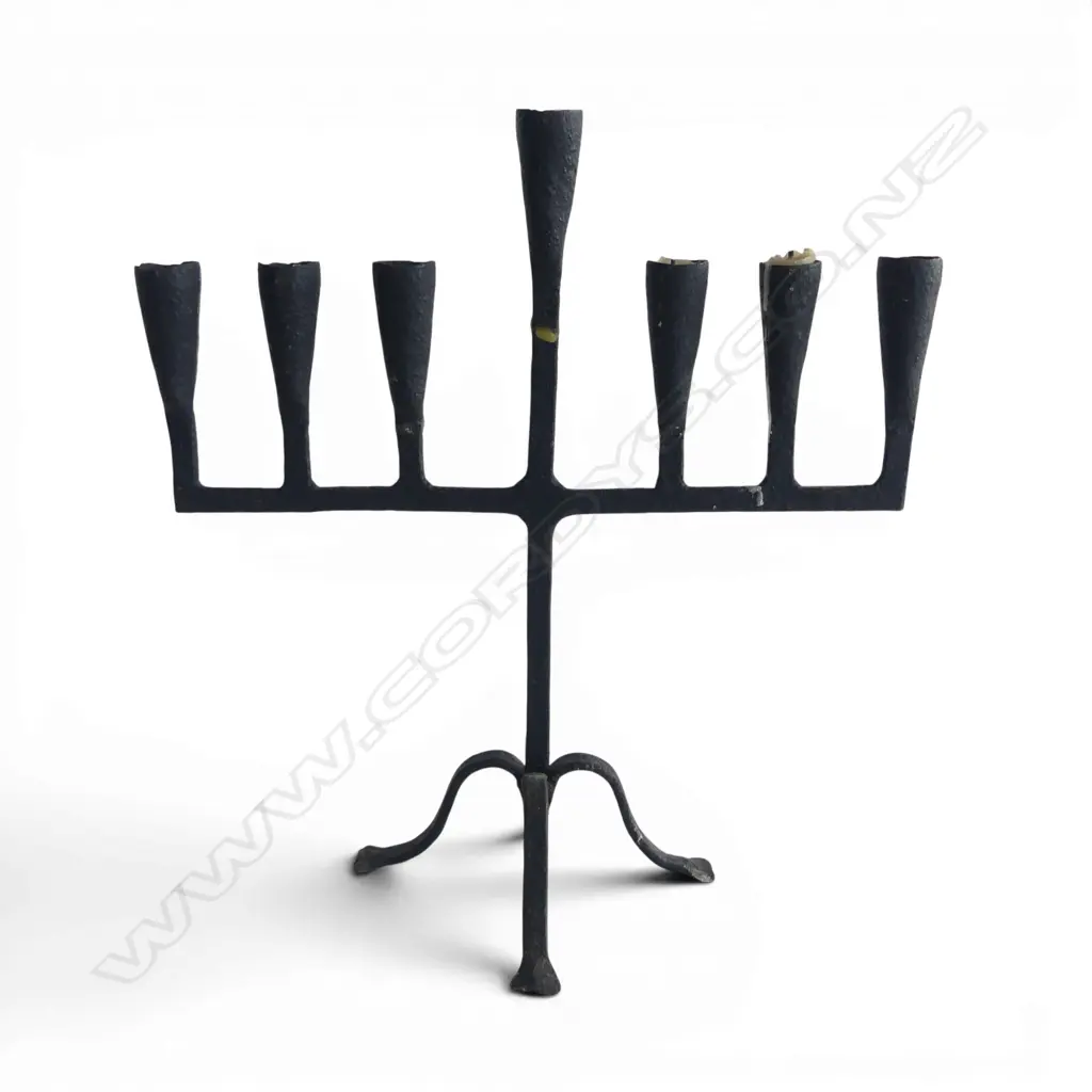 18/19thC CONTINENTAL WROUGHT IRON CANDELABRA H.395mm Image 1++