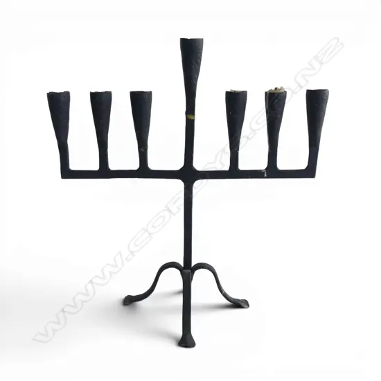 18/19thC CONTINENTAL WROUGHT IRON CANDELABRA H.395mm