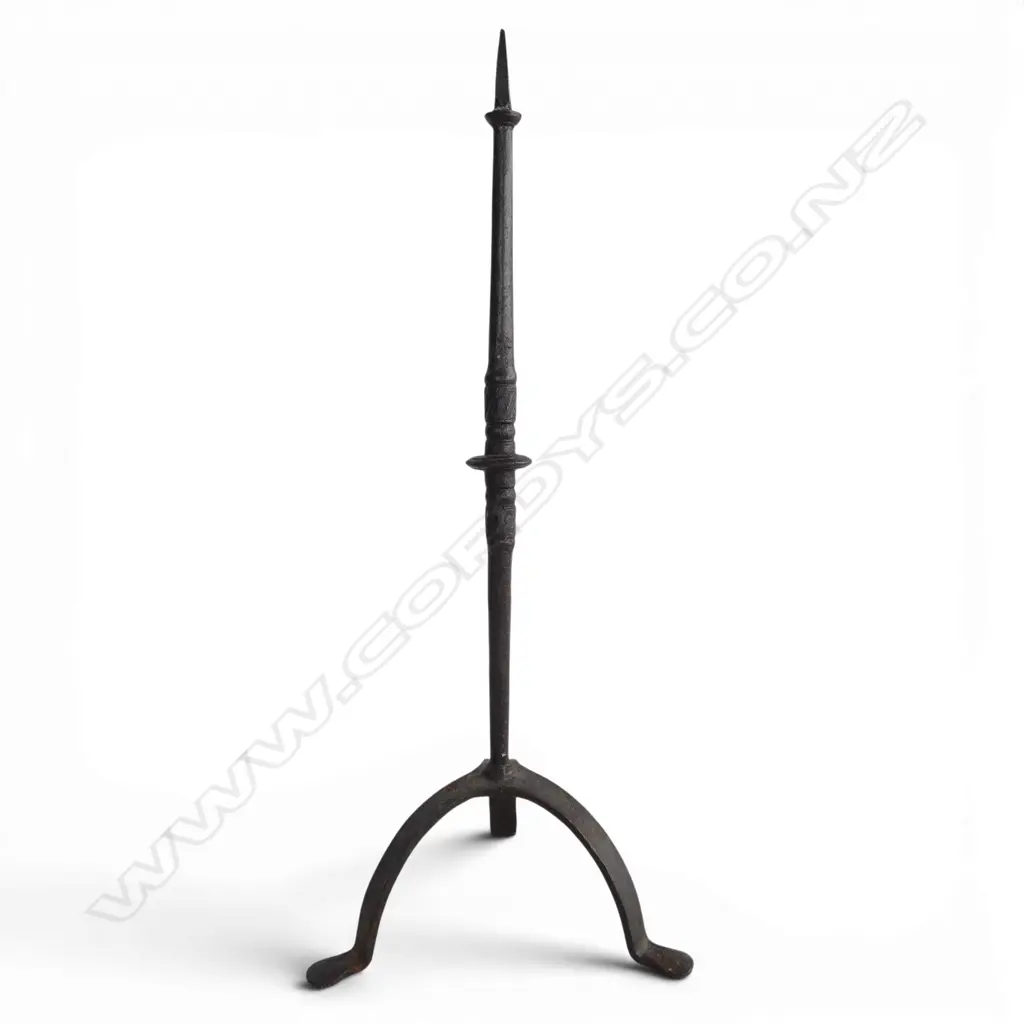 ANTIQUE SPANISH WROUGHT IRON PRICKET H.560mm Image 1++