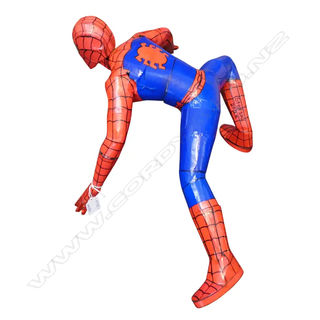 HAND MADE CARDBOARD SPIDERMAN BY STEFSKI NZ, SIGNED W.500mm + POSTER 510x410mm Image 1++