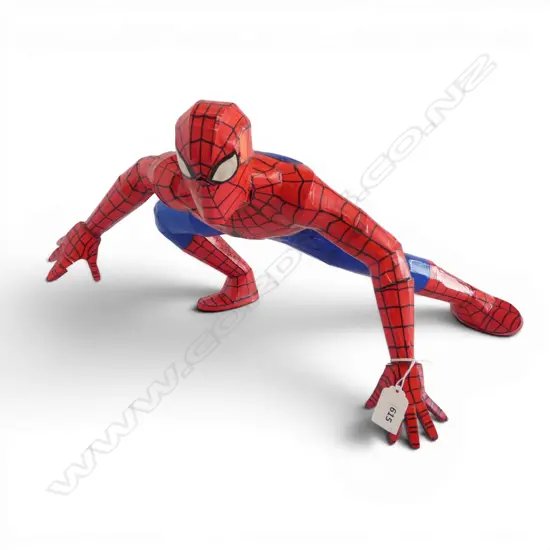 HAND MADE CARDBOARD SPIDERMAN BY STEFSKI NZ, SIGNED W.500mm