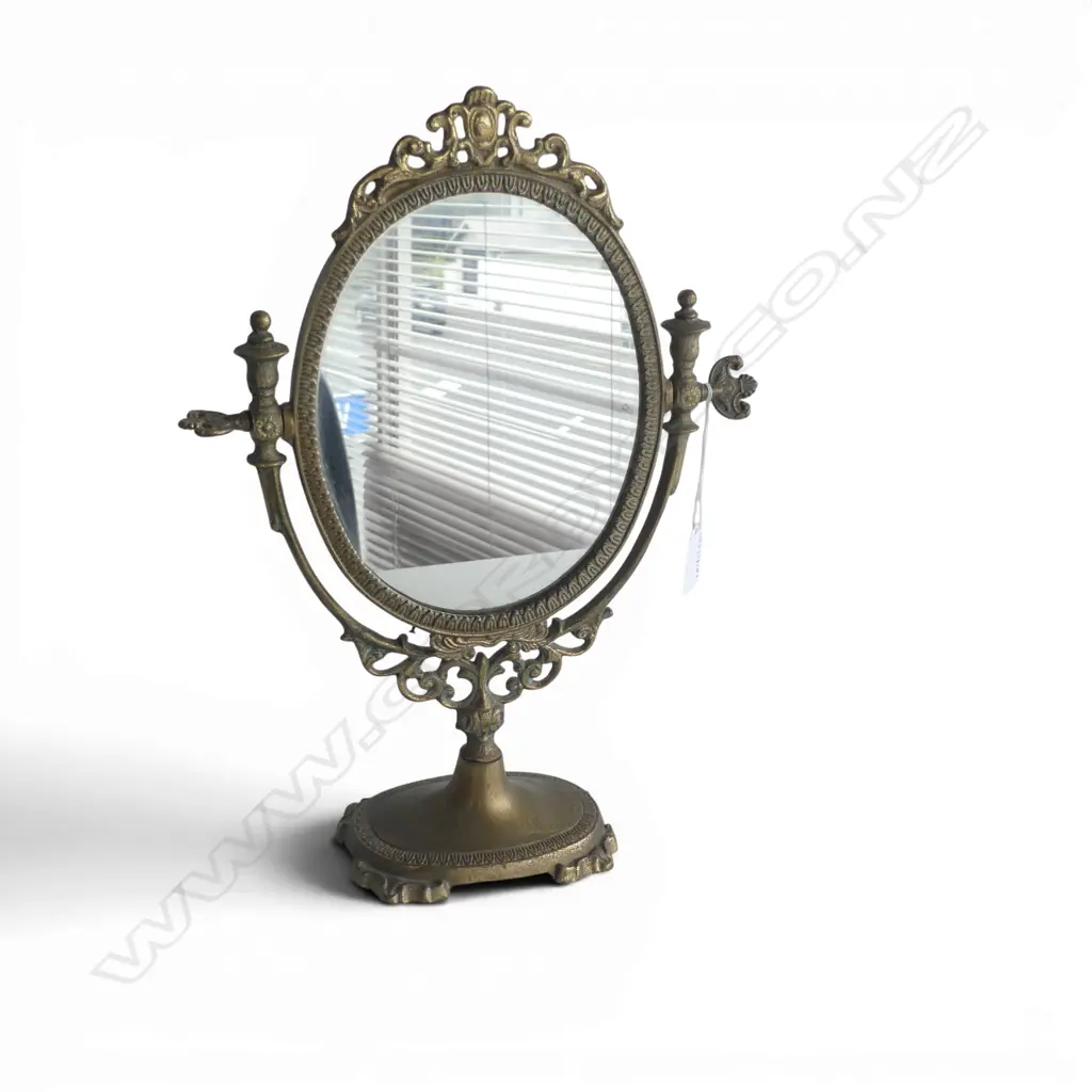 VINTAGE BRASS SWIVAL DRESSINGTABLE MIRROR H400MM Image 1++