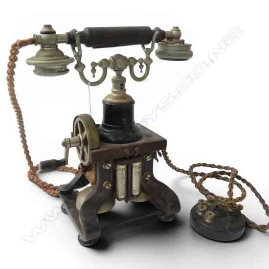 ANTIQUE LM ERICSSON 'SKELETON' DESK PHONE 1890-1920, H.300mm