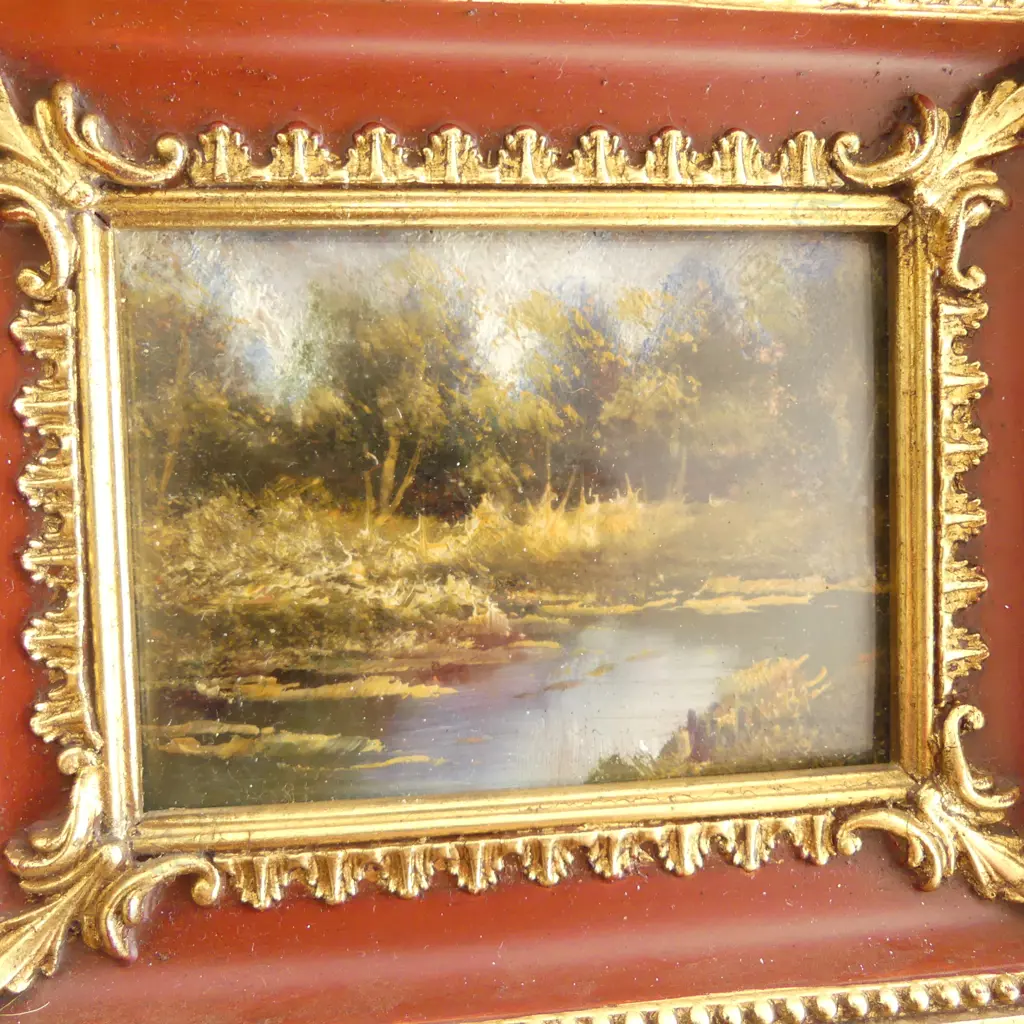 4 ITALIAN GILT FRAMED MINITURE OILS H110 W90MM Image 1++