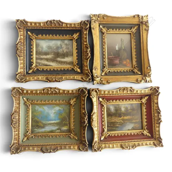 4 ITALIAN GILT FRAMED MINITURE OILS H110 W90MM
