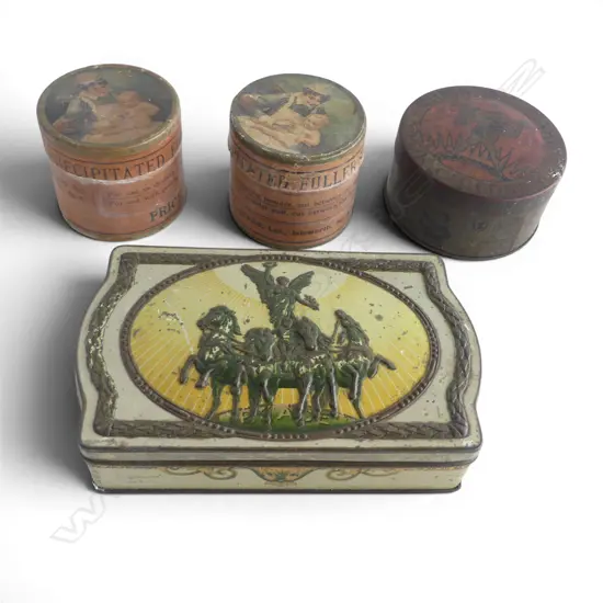 1919 CADBURY’S PEACE TIN, JACOB’S CHRISTMAS TIN & 2 PEARS POWDER