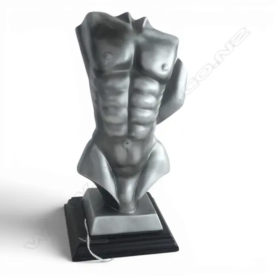 SILVER RESIN MALE BUST H.320mm
