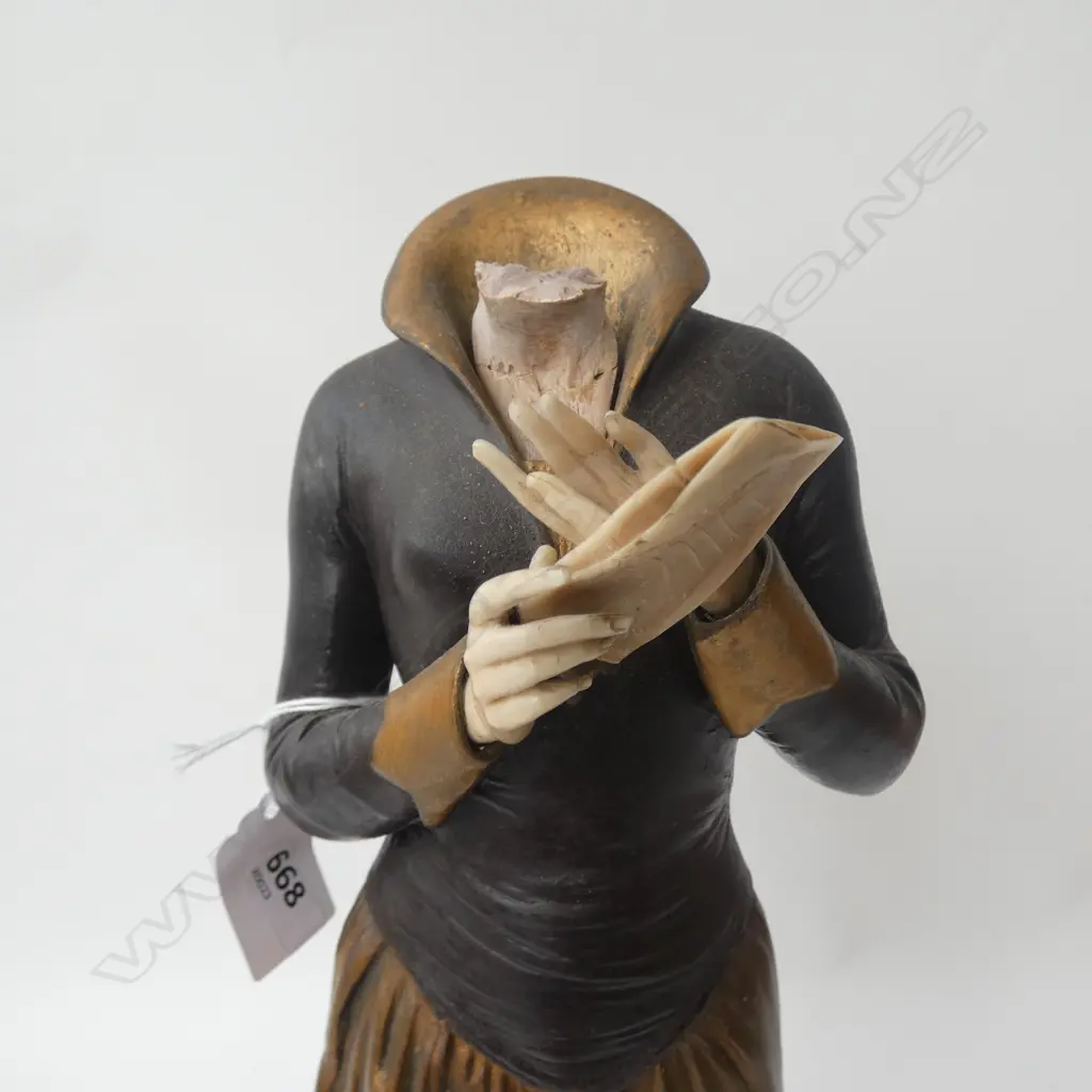 ANTIQUE FIGURE, PROBABLY FRENCH, NECK REQUIRES REPAIR H.440mm Image 1++