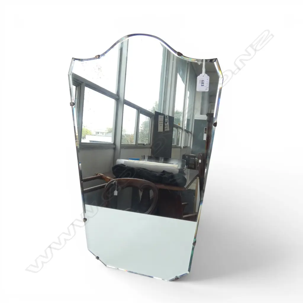 ART DECO BEVELED GLASS MIRROR, H.360MM W.360MM Image 1++