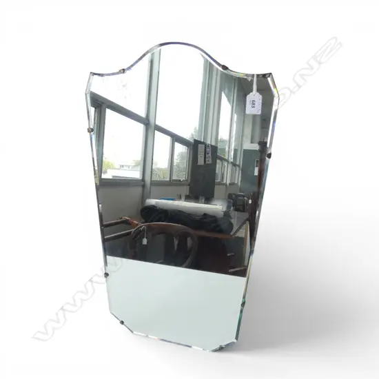 ART DECO BEVELED GLASS MIRROR, H.360MM W.360MM