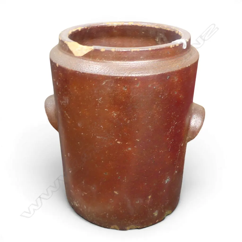 SALT GLAZED CROCK H.365mm CHIPS Image 1++
