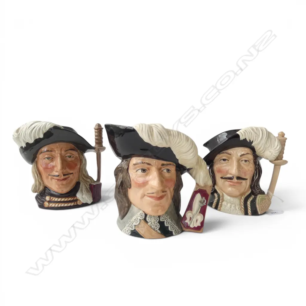 3 ROYAL DOULTON CHARACTER JUGS; ATHOS, ARAMIS, D'ARTAGNAN H.180mm Image 1++