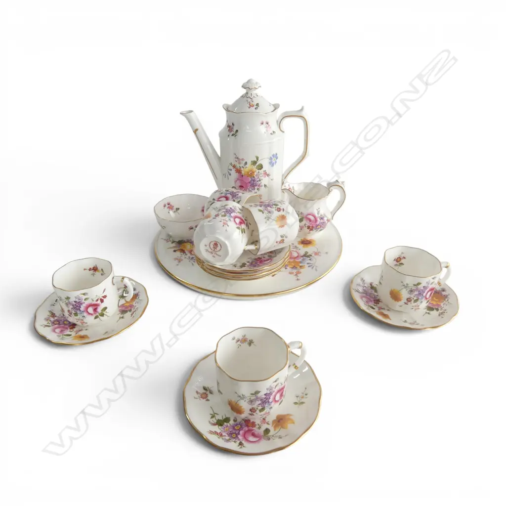 ROYAL CROWN DERBY "DERBY POSIES" 6 PLACE COFFEE SERVICE Image 1++