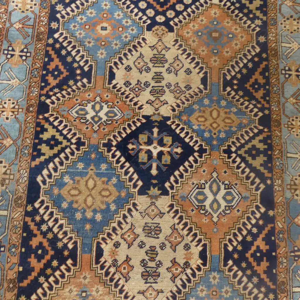 HAND KNOTTED ALL WOOL RUG, BLUE TONES 1550x1150mm Image 1++