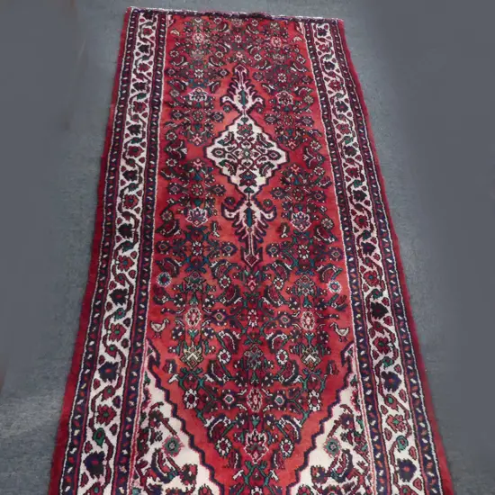 HAND KNOTTED WOOL PILE RUG 2540x1080mm