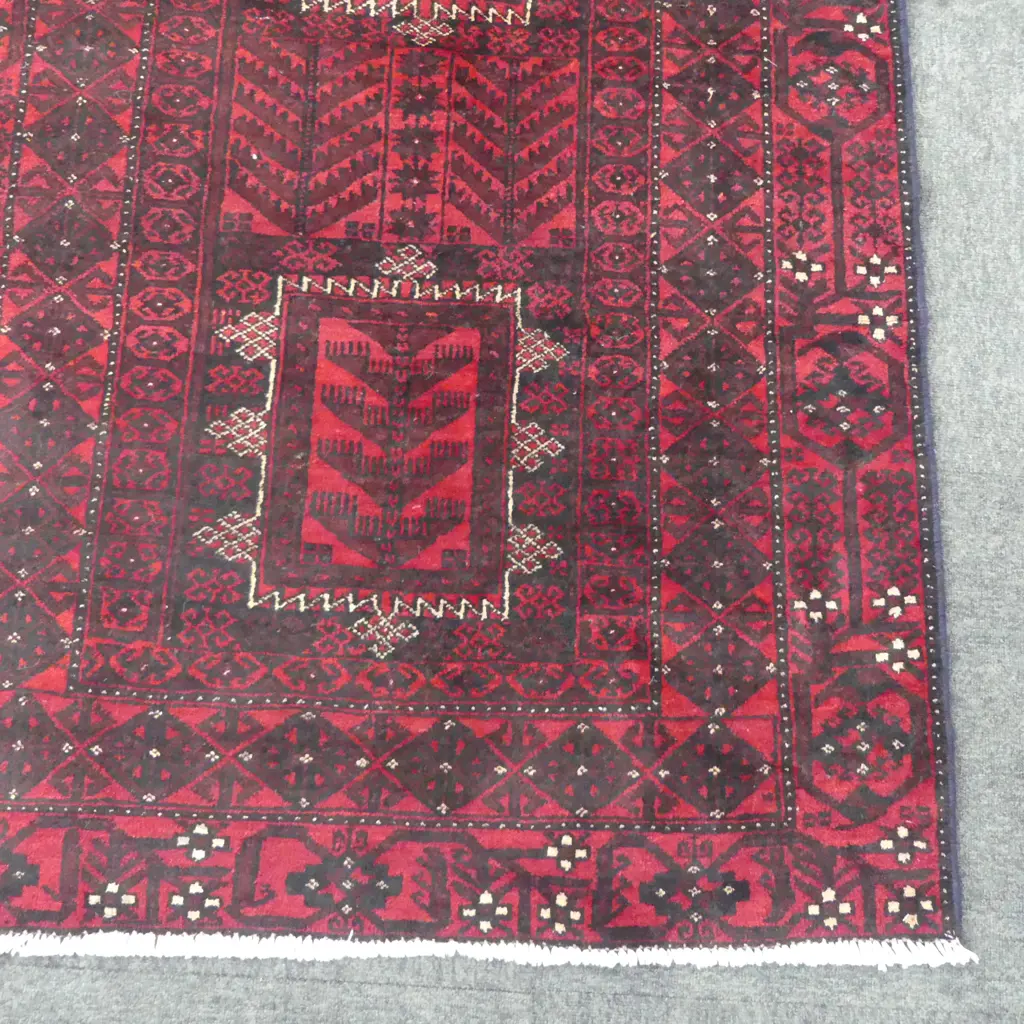 AFGHAN HAND KNOTTED WOOL PILE RUG 2170x1050mm Image 1++