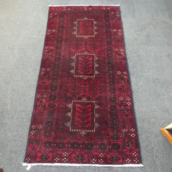 AFGHAN HAND KNOTTED WOOL PILE RUG 2170x1050mm