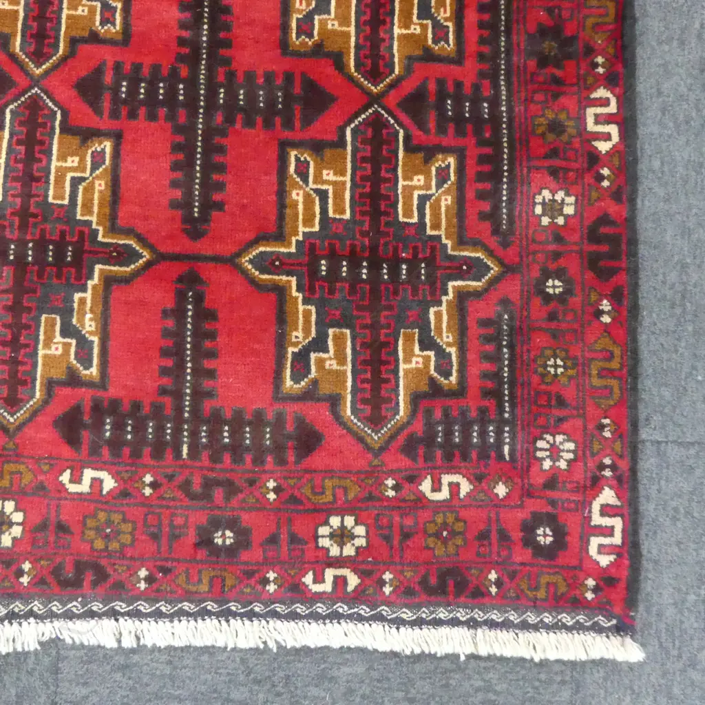 HAND KNOTTED ALL WOOL BALUCHI RUG 1410x840mm Image 1++