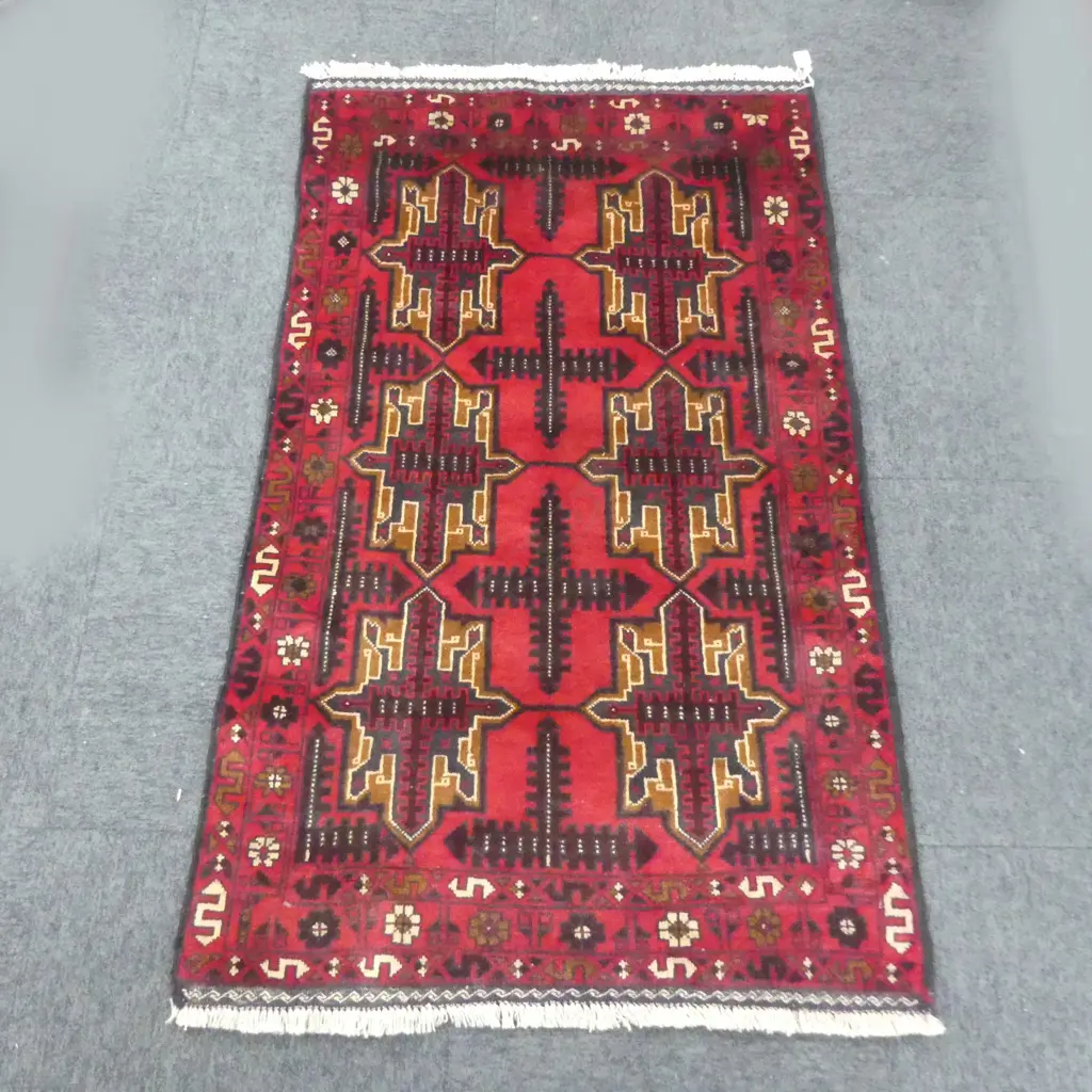 HAND KNOTTED ALL WOOL BALUCHI RUG 1410x840mm Image 1++