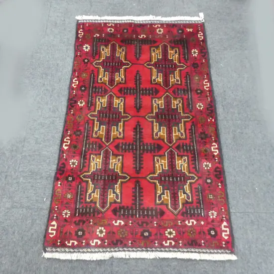HAND KNOTTED ALL WOOL BALUCHI RUG 1410x840mm