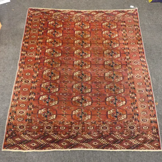 HAND KNOTTED WOOL PILE TURKMEN RUG 1500x1200mm