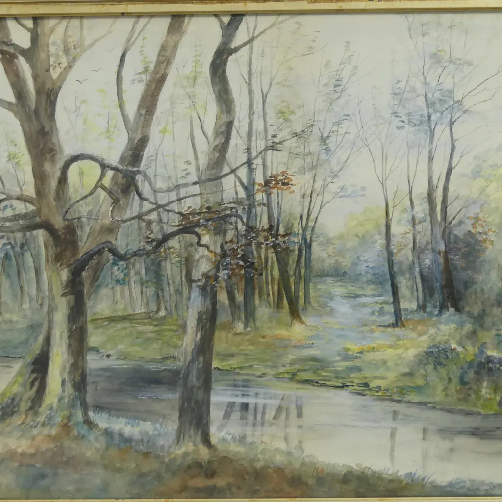 20thC ARTIST UNKNOWN, TREE LANDSCAPE, WC 370x510mm Image 1++