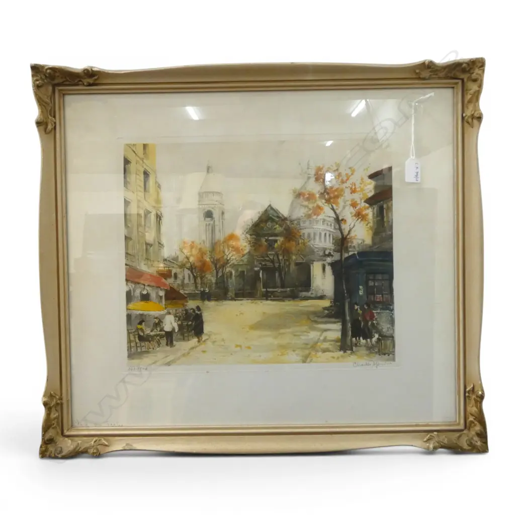 SIGNED FRENCH PRINT 'PLACE DU TERTRE' 340x410mm / 555x635mm overall Image 1++