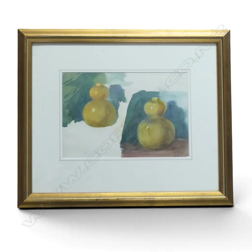 INITIALLED A.M.C, STILL LIFE WITH VASES, WATERCOLOUR, 185 X 275mm Image 1++