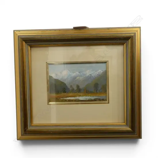 PETER J WALLERS, 'MT COOK AND THE SOUTHERN APS', OIL ON CANVASBOARD, SIGNED, 95 X 130mm