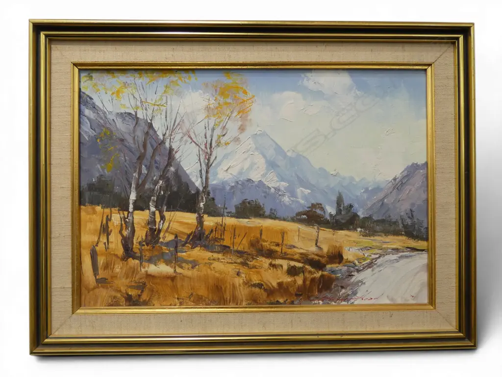 ASTON GREATHEAD, SOUTH ISLAND LANDSCAPE, OIL ON BOARD, SIGNED, 260 X 390MM Image 1++