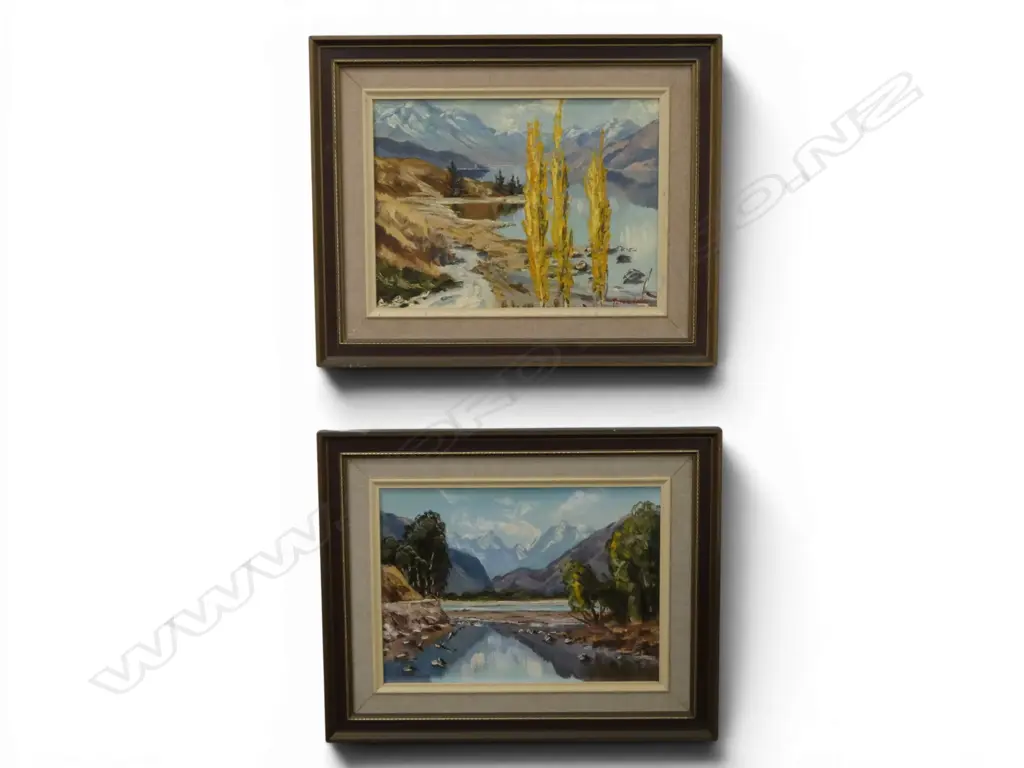 PETER LONG, 'NEAR OUTLET, LAKE WANAKA' & 'REFLECTIONS, HAAST PASS', OIL ON BOARD (2), SIGNED, 270 X 370MM (EACH)  Image 1++