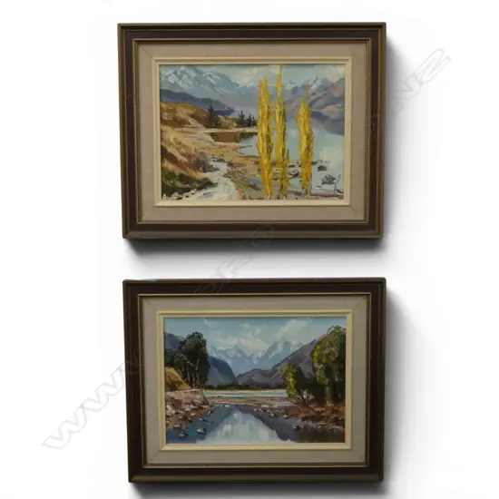 PETER LONG, 'NEAR OUTLET, LAKE WANAKA' & 'REFLECTIONS, HAAST PASS', OIL ON BOARD (2), SIGNED, 270 X 370MM (EACH) 