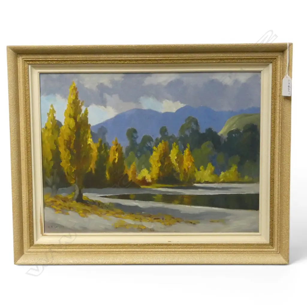 E. B. LATTEY 'AUTUMN - TOTARA RESERVE, POHANGINA VALLEY' OIL ON CANVAS 290x395mm  Image 1++