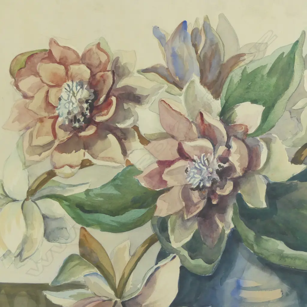 FLORENCE M. LUXFORD FLORAL WATERCOLOUR ORIGINAL FRAME, L.850MM W.625MM Image 1++