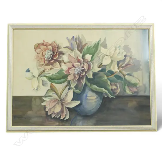 FLORENCE M. LUXFORD FLORAL WATERCOLOUR ORIGINAL FRAME, L.850MM W.625MM